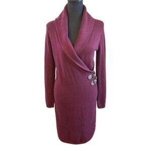 Lauren Ralph Lauren long sleeve shawl collar plum dress Size Small
